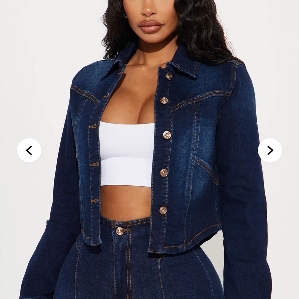 NWT Fashion Nova Midnight Blue Rosemary Stretch Denim Jacket Size Medium